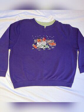 Vintage Shenanigans Halloween Pumpkin Fleece Sweatshirt | Purple | Size XL